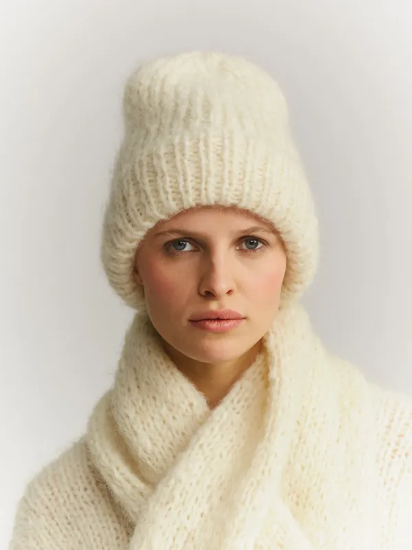 BEANIE - MOHAIR - PORCELAIN sold by Casey Casey Womens
