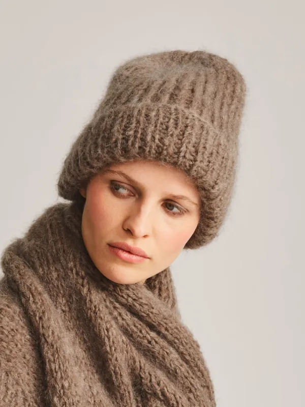 BEANIE - MOHAIR - KHAKI sold by Casey Casey Womens