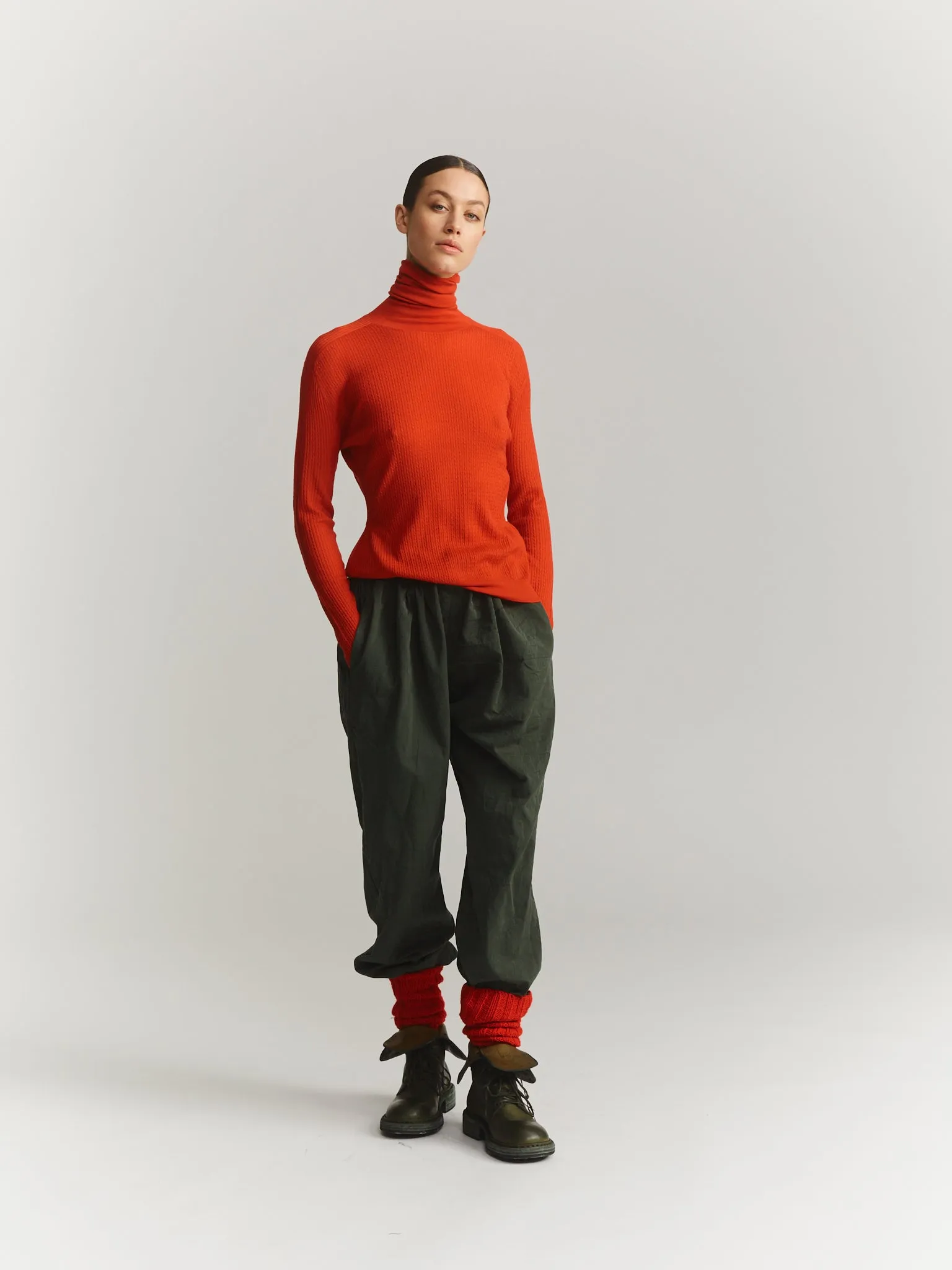 ULTRAFINE CABLE STITCH TURTLENECK - RED sold by Casey Casey product image thumbnail 4