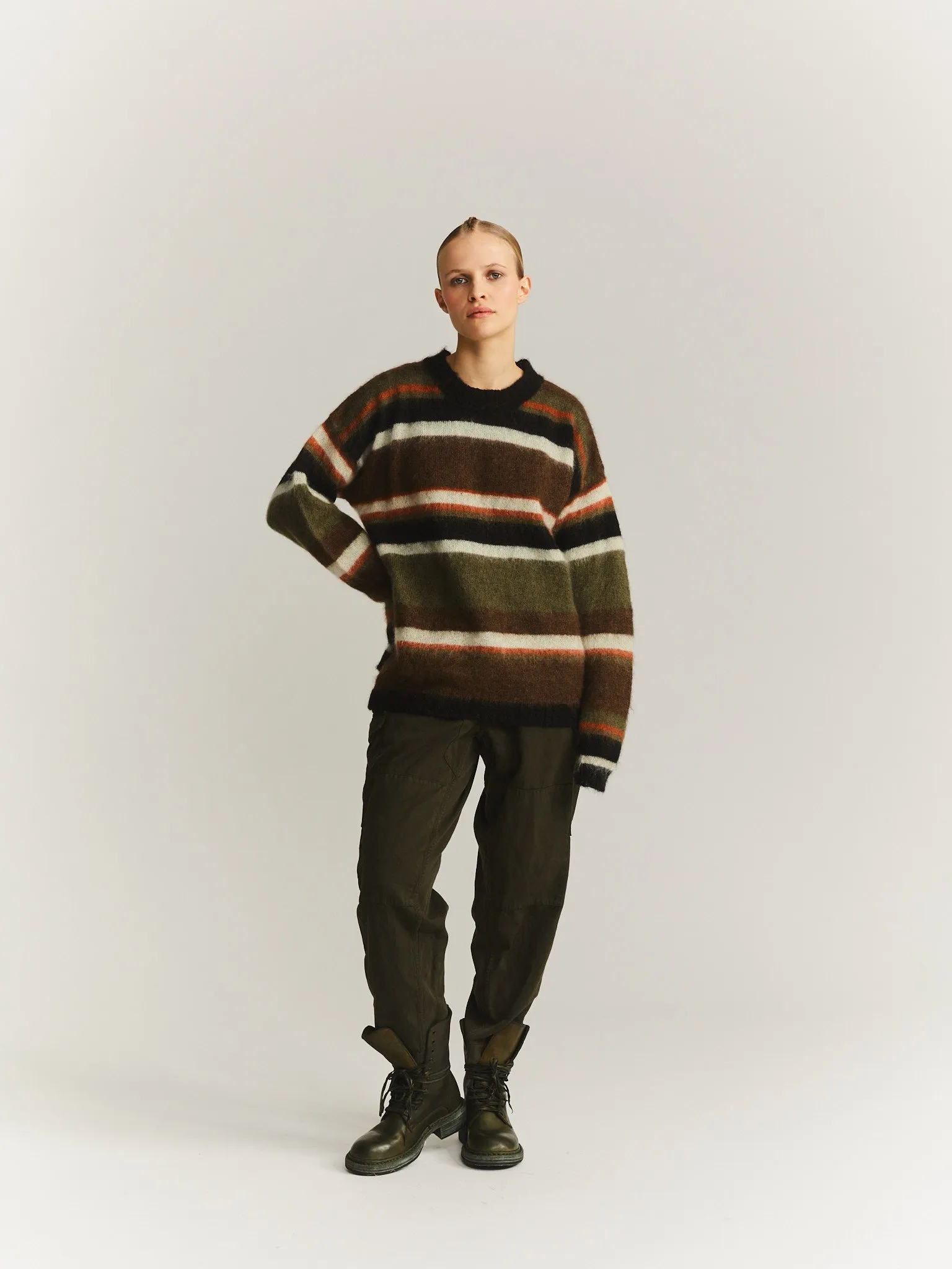 STRIPE MOHAIR JUMPER - MOSIL - KHAKI sold by Casey Casey product image thumbnail 5