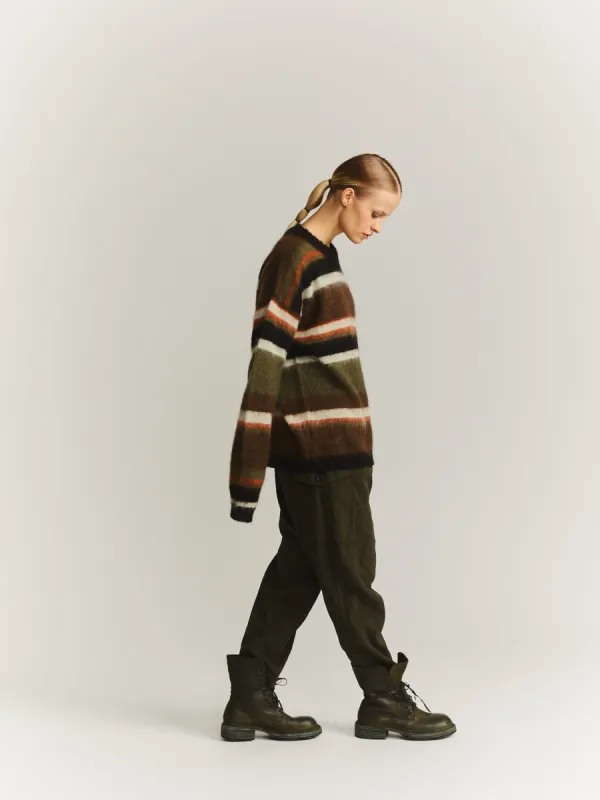 STRIPE MOHAIR JUMPER - MOSIL - KHAKI sold by Casey Casey Womens