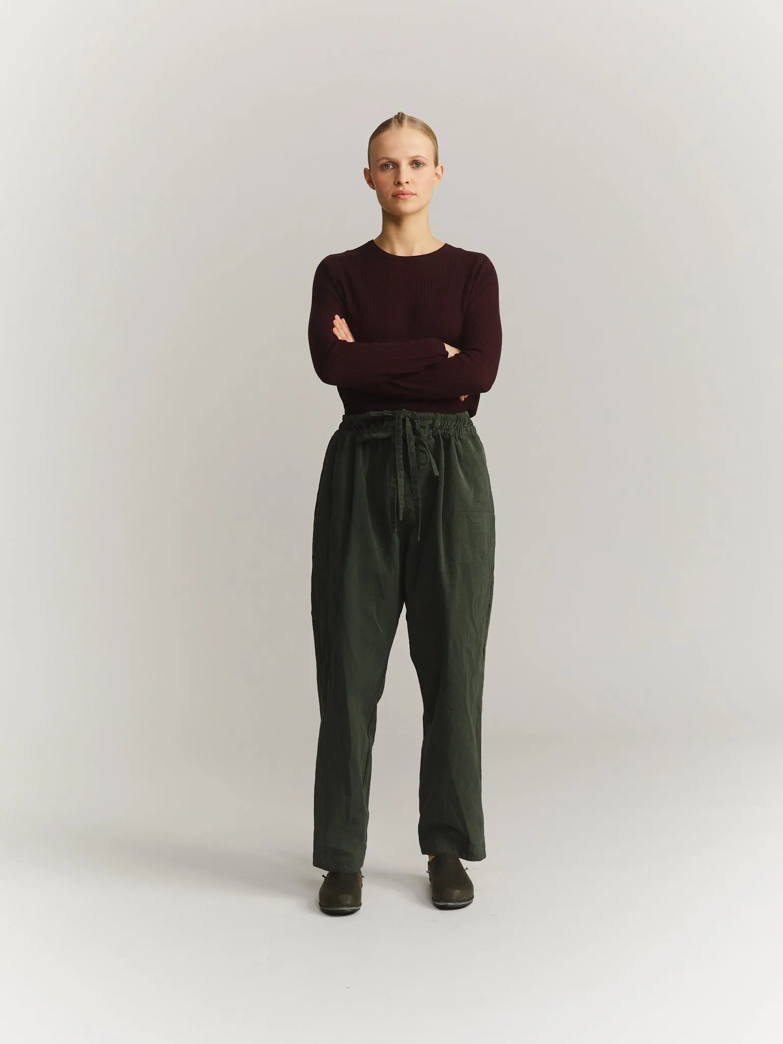 DENMARK PANT - DOUBLE COT - DARK KHAKI sold by Casey Casey Womens