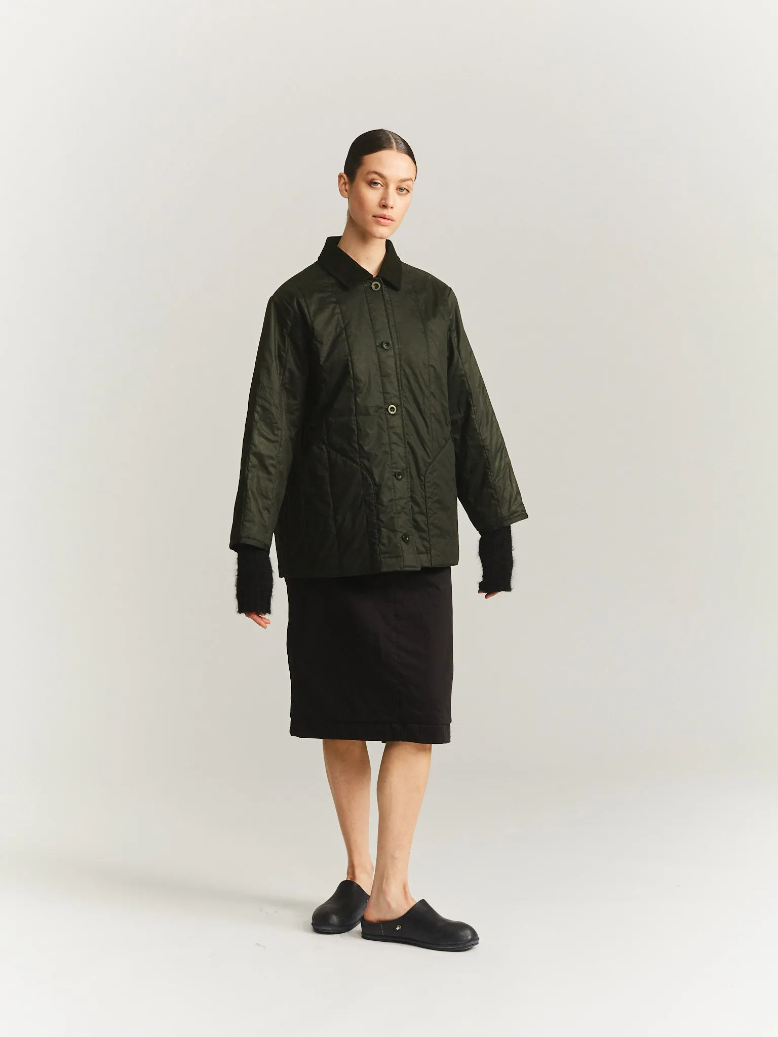 IKLA JACKET - LACQED - DARK KHAKI sold by Casey Casey Womens product image thumbnail 3