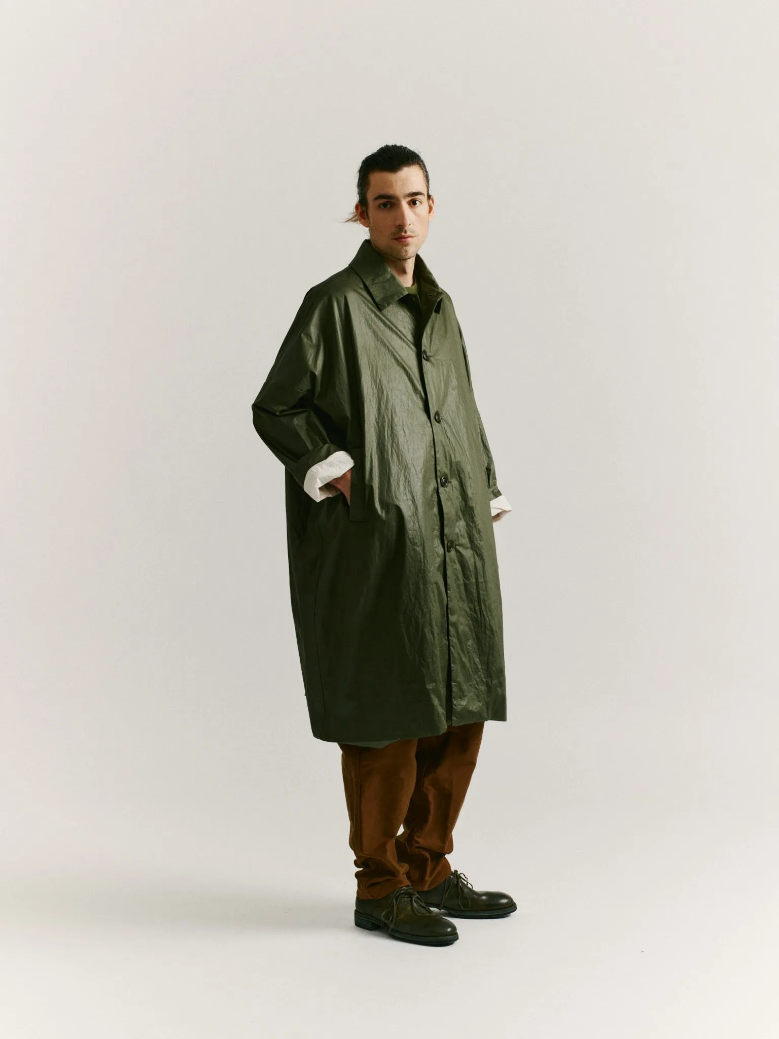 BIG BLOBBY COAT - LACQED - OLIVE sold by Casey Casey Womens