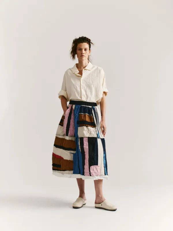 PUFFY SKIRT- SRIPE PATCHWORK  - PATCHWORK - AS IS sold by Casey Casey Womens