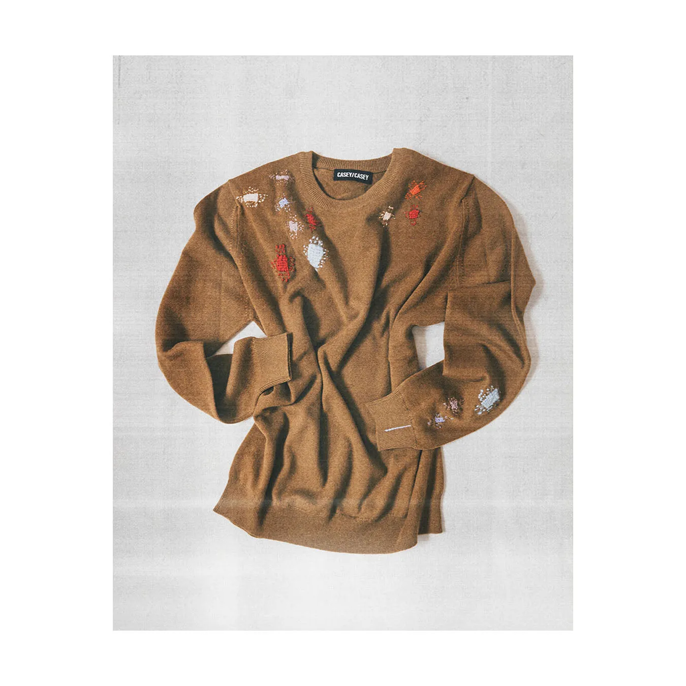 EMBROIDED ROUND NECK SWEATER - CAMEL sold by Casey Casey product image thumbnail 2