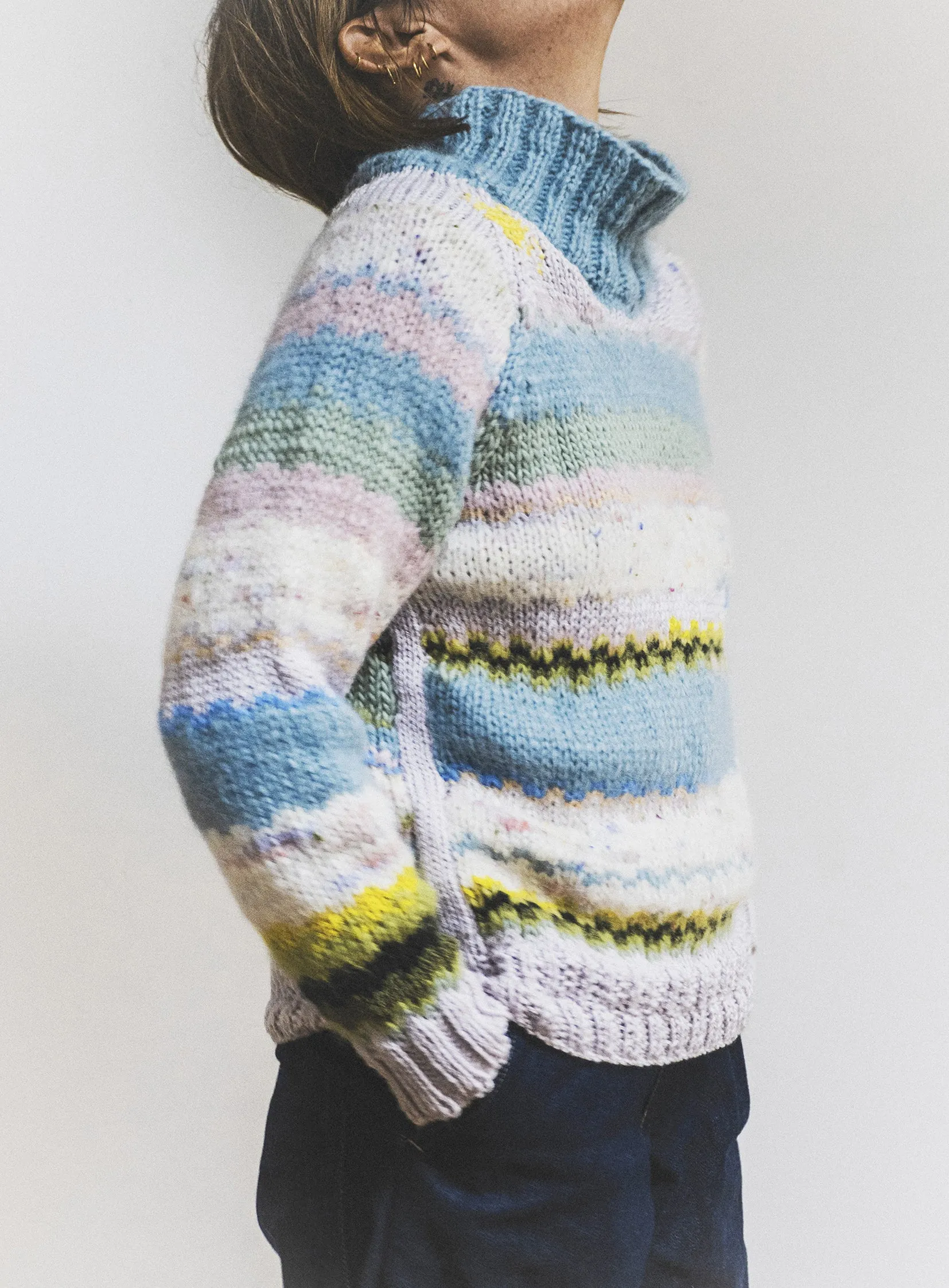 PATCHWORK SWEATER 4 - LIGHT BLUE sold by Casey Casey Womens