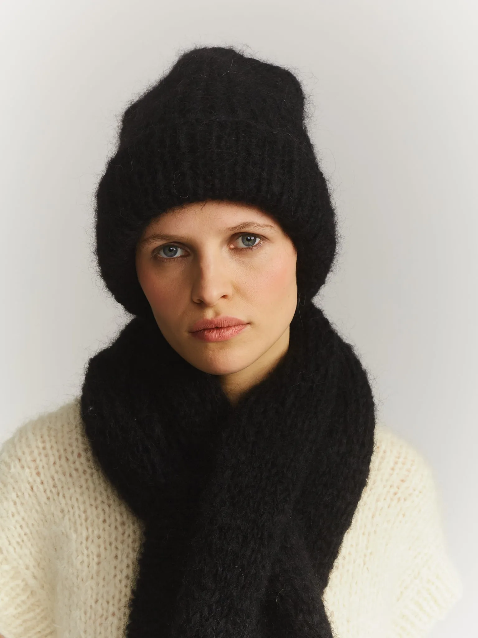 BEANIE - MOHAIR - BLACK sold by Casey Casey Womens