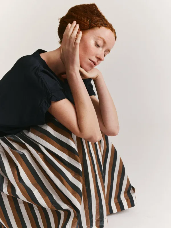 PLEATED SKIRT - TAFFETA STRIPES - AS IS made by Casey Casey