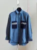 HAMNET SHIRT POCKET PATCHWORK - STORM sold by Casey Casey Womens