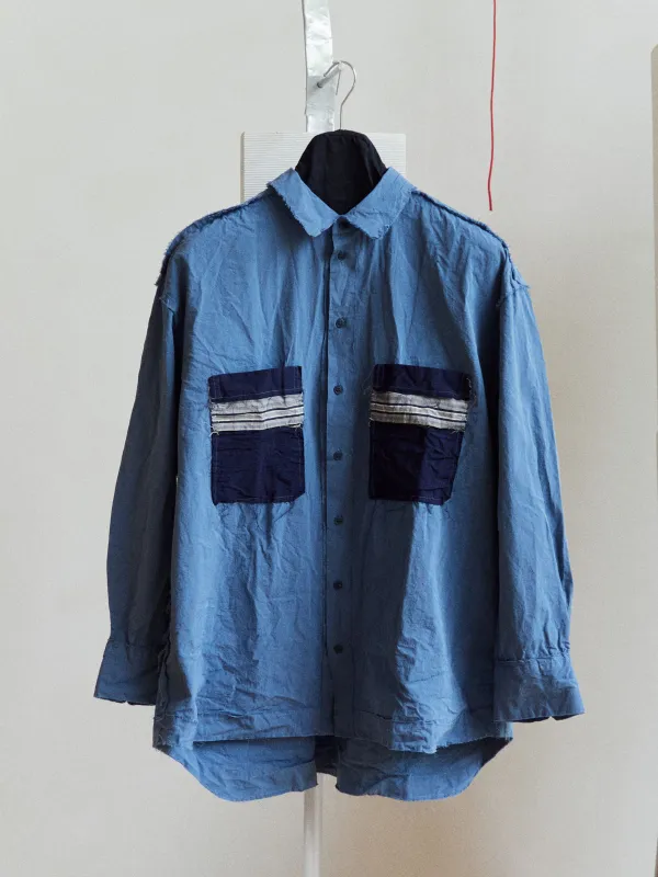 HAMNET SHIRT POCKET PATCHWORK - STORM sold by Casey Casey Womens