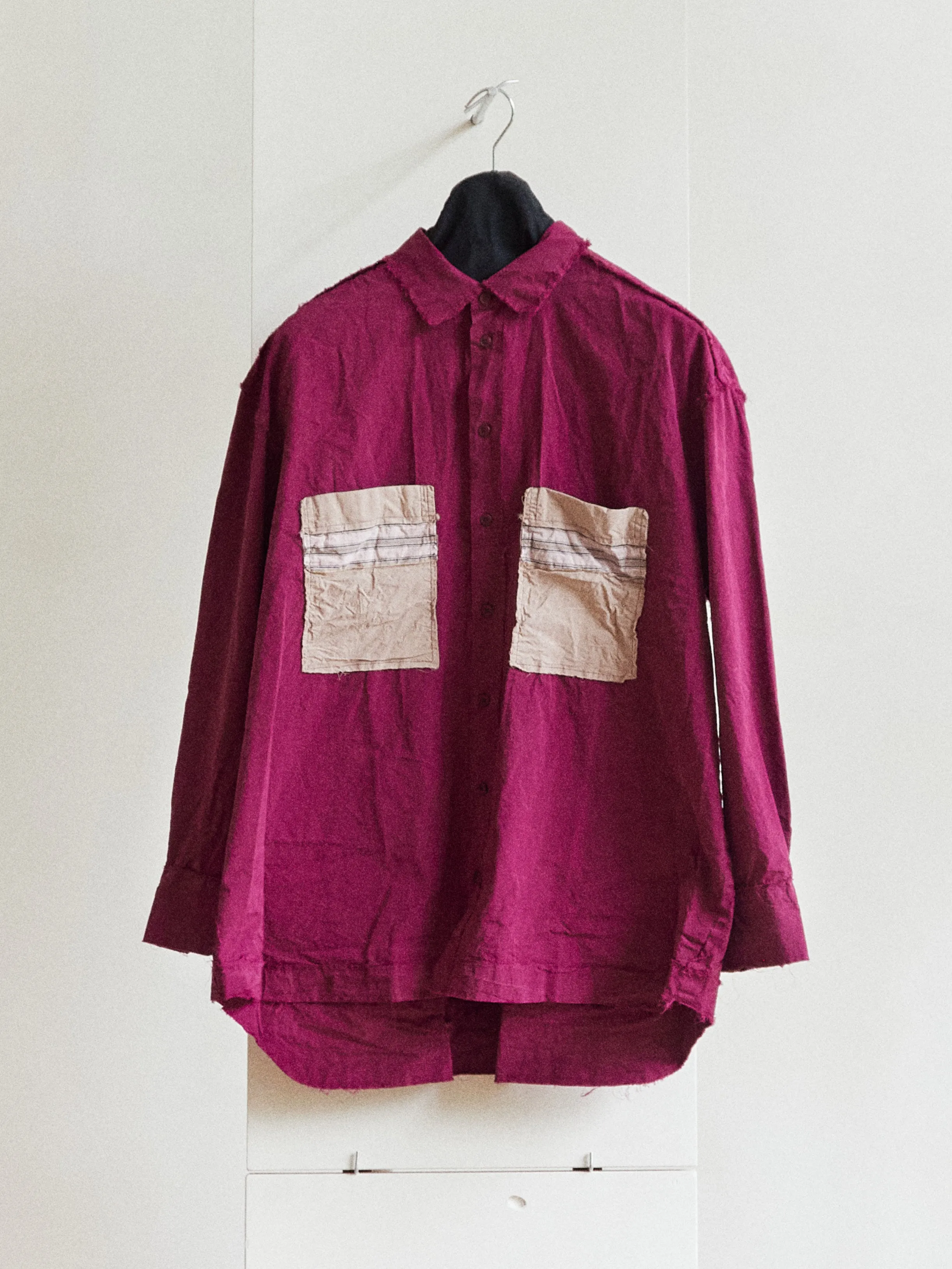 HAMNET SHIRT POCKET PATCHWORK - RASPBERRY sold by Casey Casey Womens