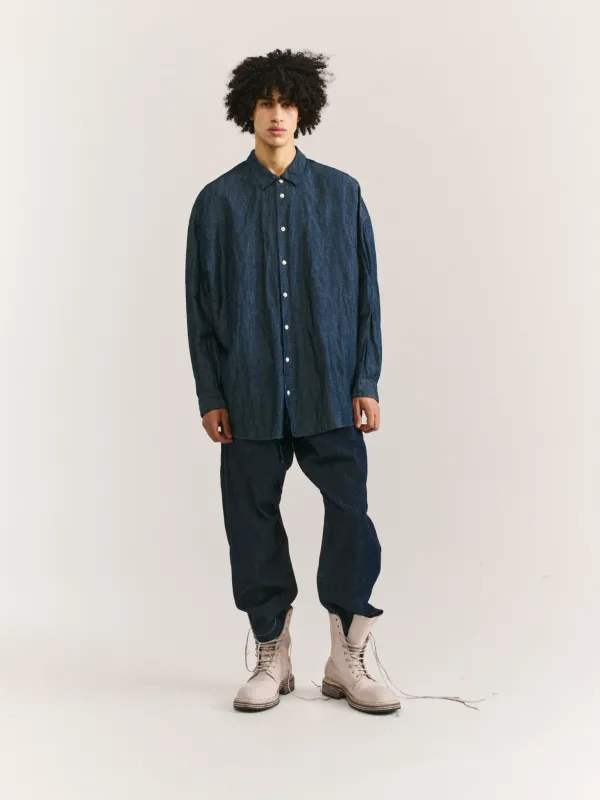 ONE SIZE SHIRT - LIN DENIM - INDIGO sold by Casey Casey Womens