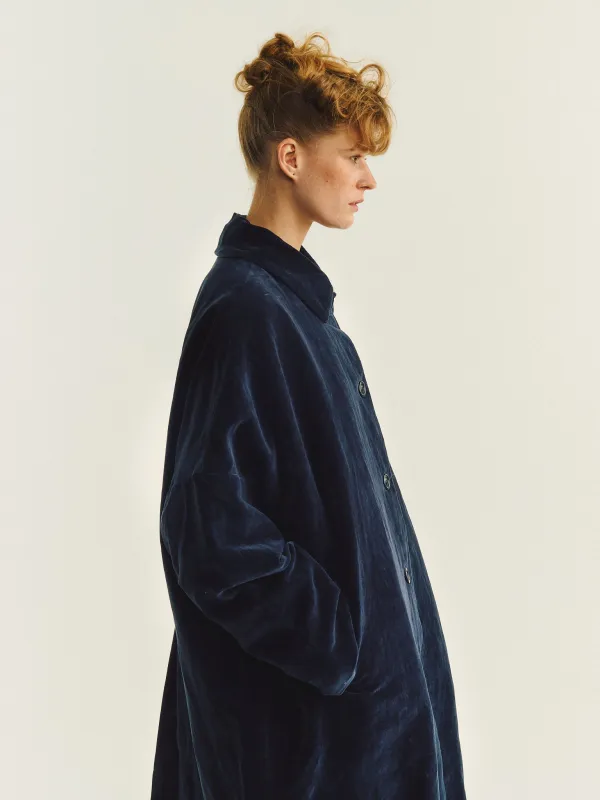 BIG BLOBBY COAT -  MID VELVET - NAVY made by Casey Casey