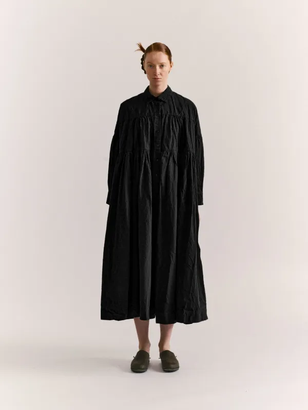 SQUARE LONG SLEEVE DRESS - PAPER COT - PITCH BLACK made by Casey Casey