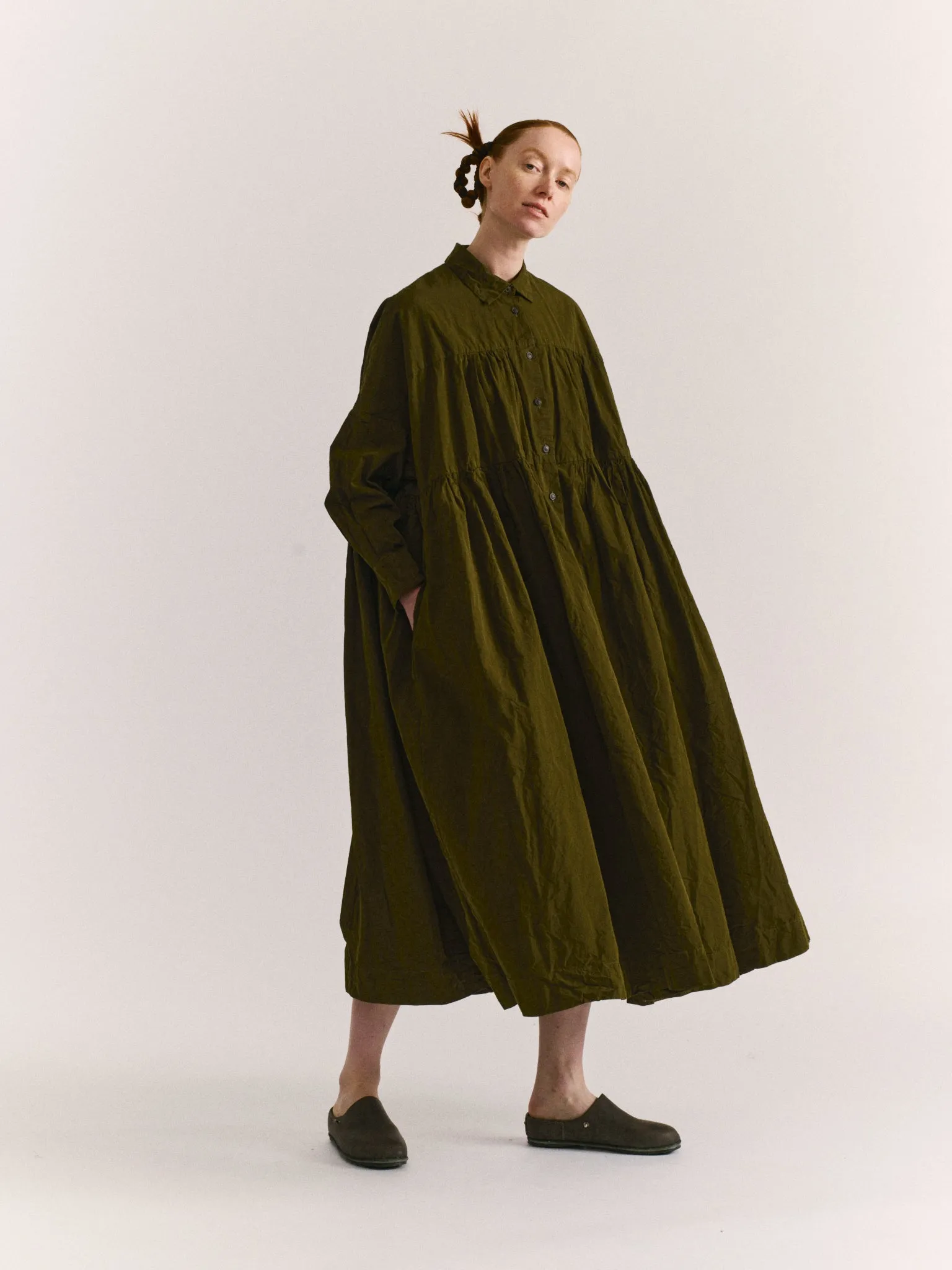 SQUARE LONG SLEEVE DRESS - PAPER COT - GREEN LAKE sold by Casey Casey