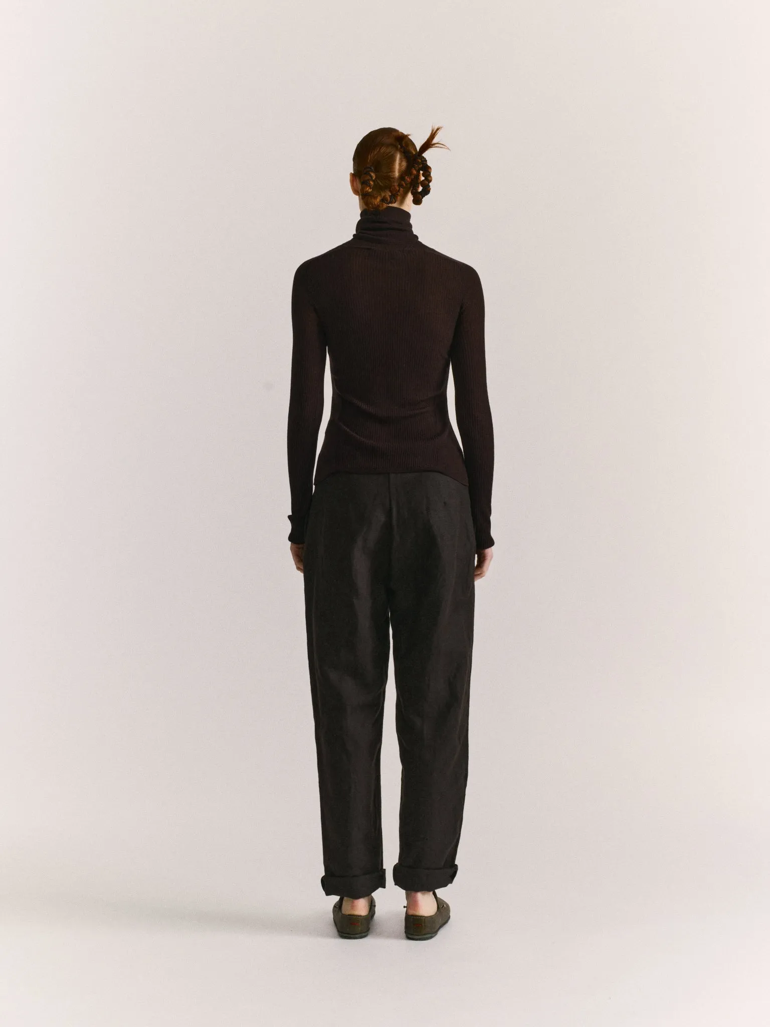 RIB TURTLENECK - RIB LIGHT WOOL 1 - DARK BROWN sold by Casey Casey Womens product image thumbnail 3