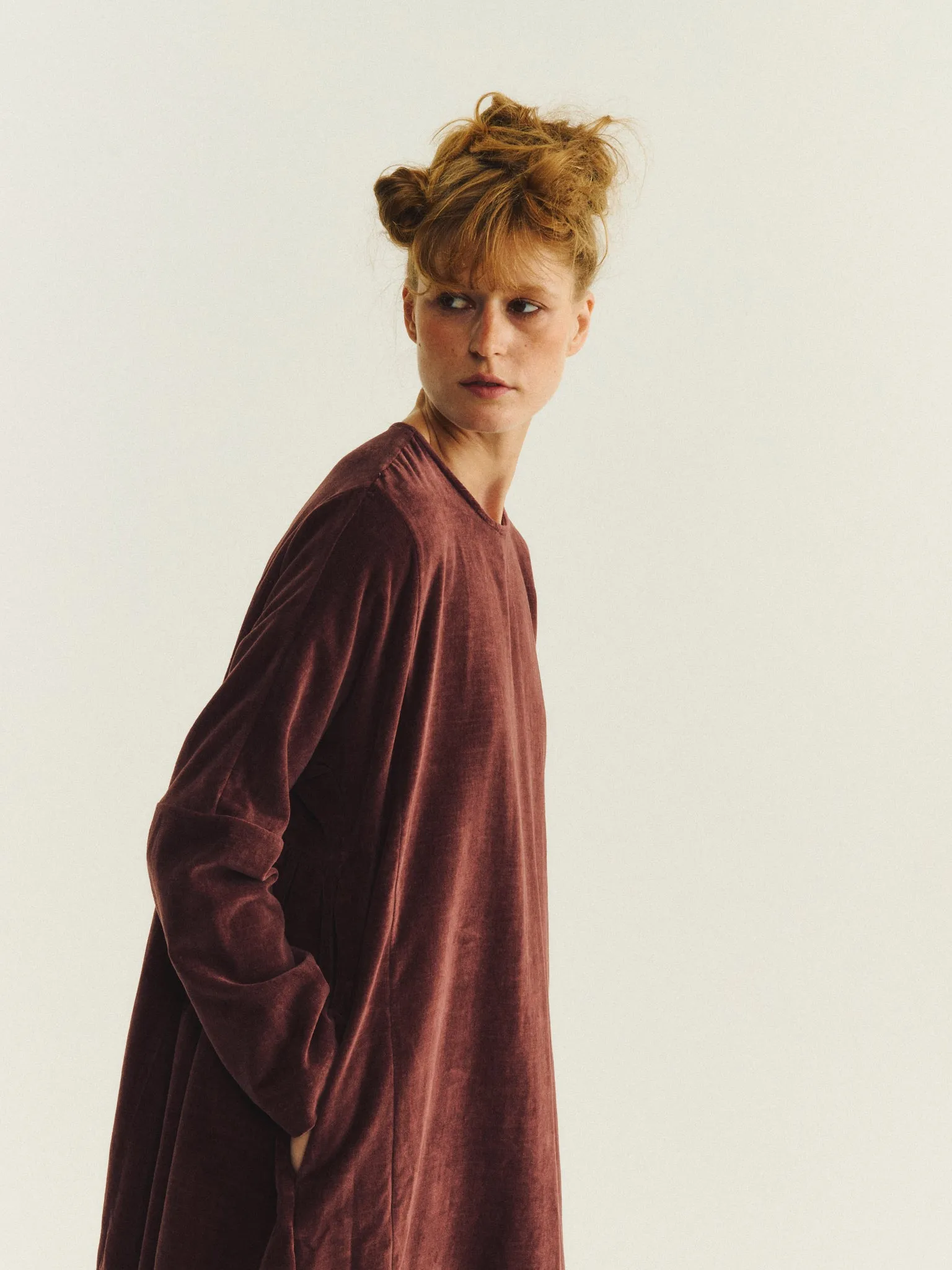 PYJ ROUCH DRESS - L VELVET - PRUNE sold by Casey Casey Womens product image thumbnail 5