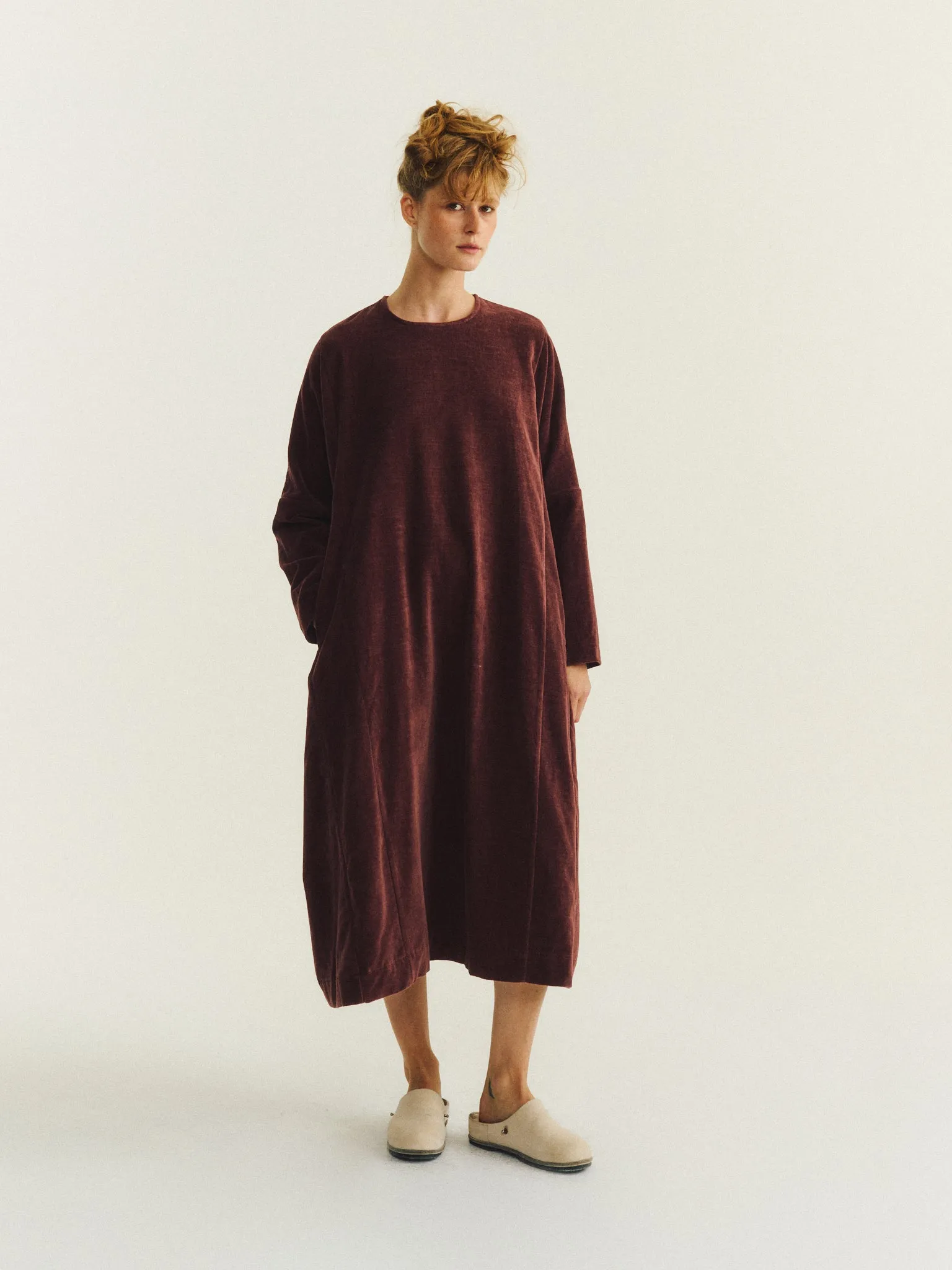 PYJ ROUCH DRESS - L VELVET - PRUNE sold by Casey Casey Womens