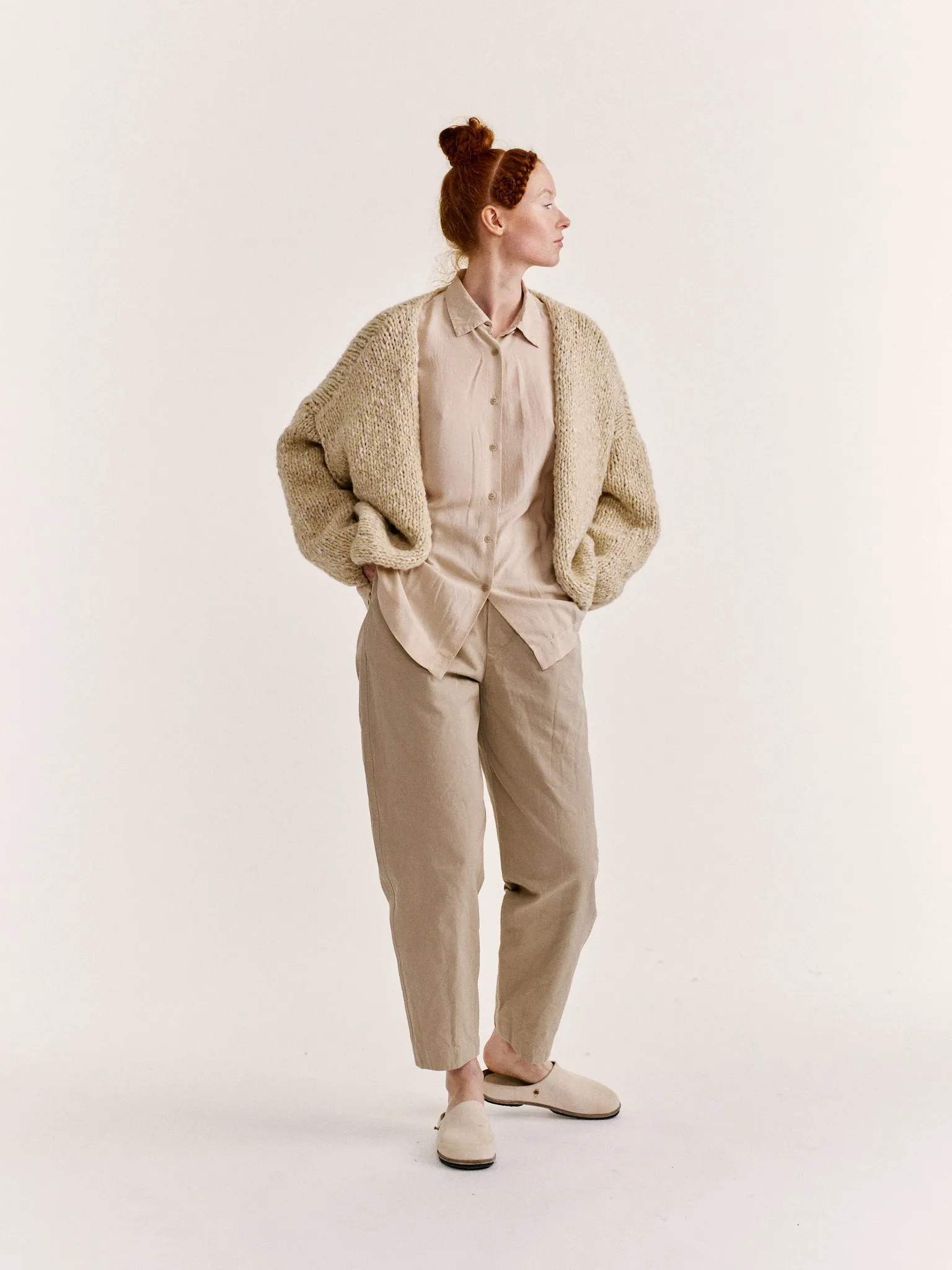 SHORT CARDIGAN - SOFTY MARLED - ECRU/ECRU sold by Casey Casey