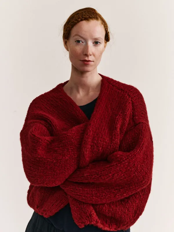 SHORT CARDIGAN - SOFTY MARLED - RED/RED sold by Casey Casey Womens