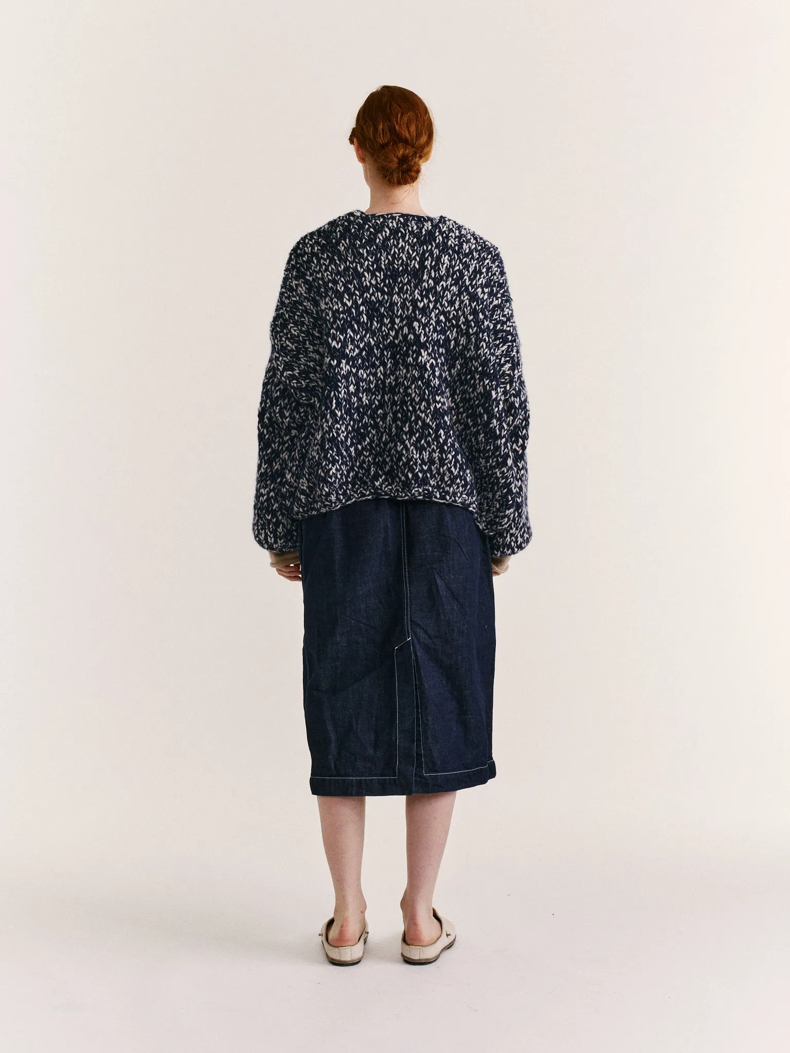 SHORT CARDIGAN - SOFTY MARLED - NIGHT/WHITE sold by Casey Casey Womens product image thumbnail 4