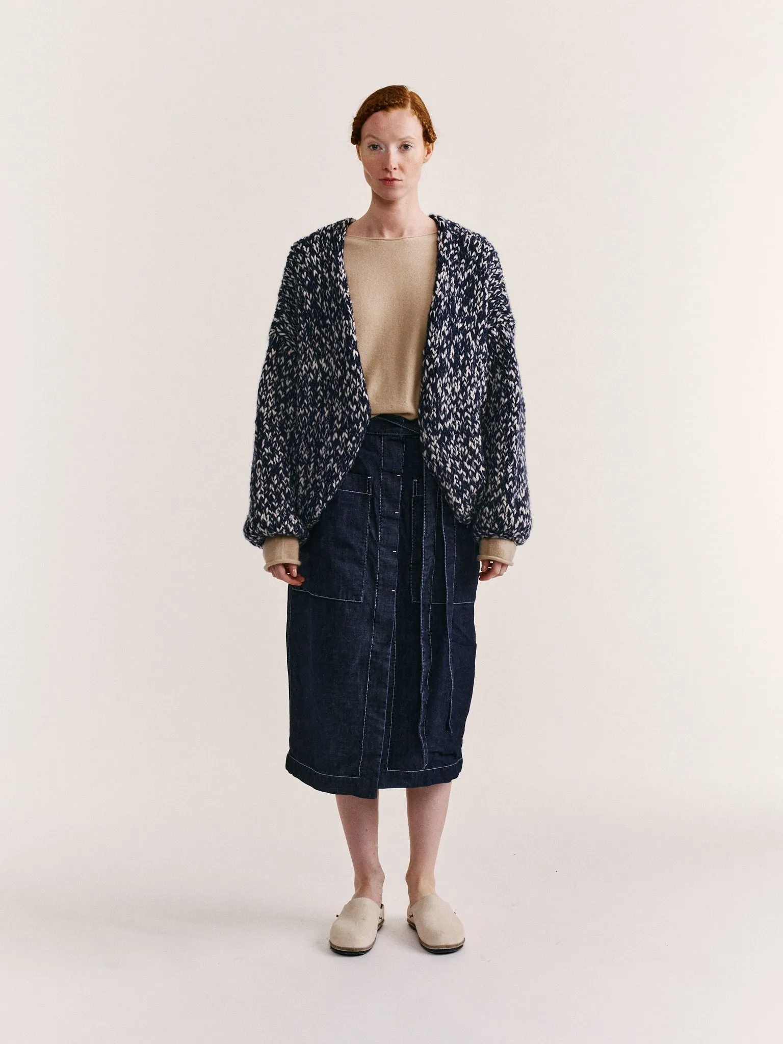 SHORT CARDIGAN - SOFTY MARLED - NIGHT/WHITE sold by Casey Casey Womens product image thumbnail 2