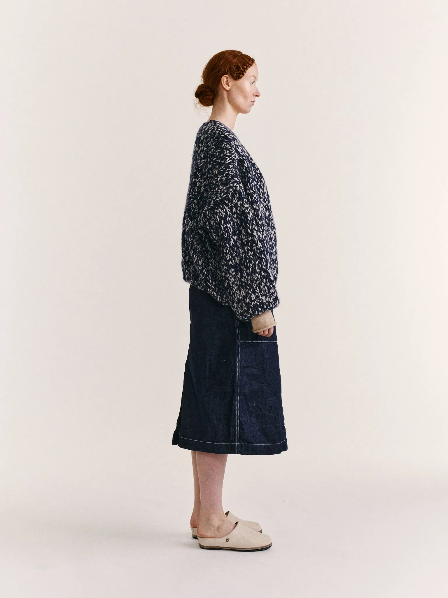 SHORT CARDIGAN - SOFTY MARLED - NIGHT/WHITE sold by Casey Casey Womens product image thumbnail 3