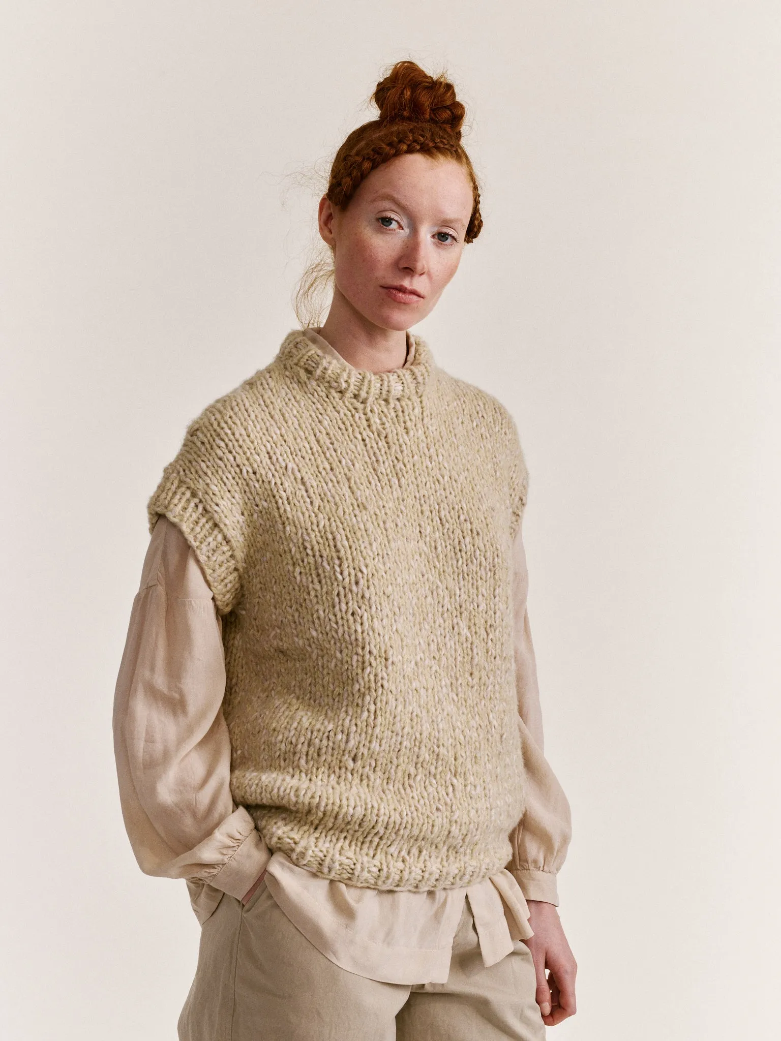 SLEEVELESS JUMPER - SOFTY MARLED - ECRU/ECRU sold by Casey Casey Womens product image thumbnail 5