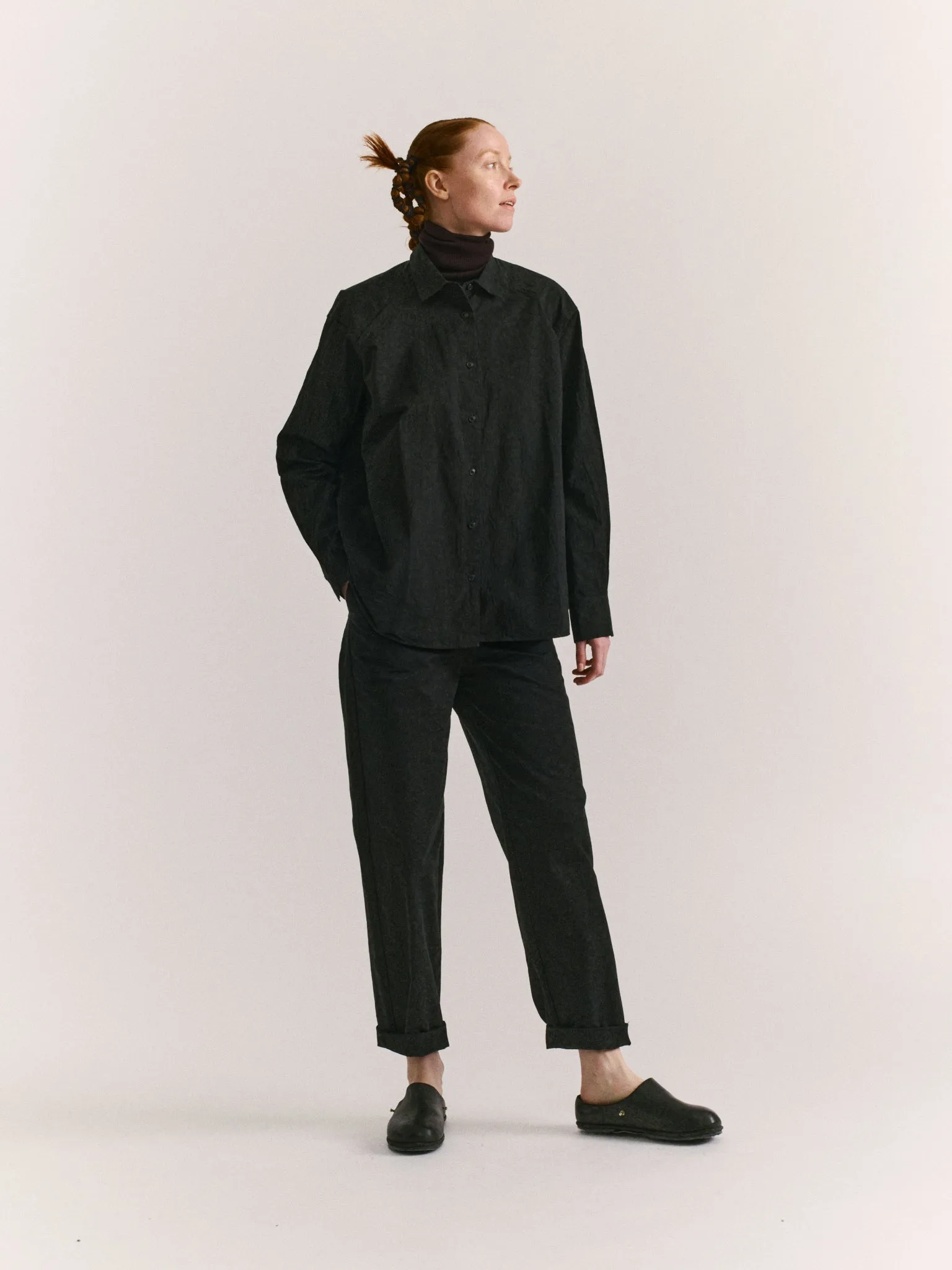 DRAYS SHIRT - PAPER COT - PITCH BLACK sold by Casey Casey