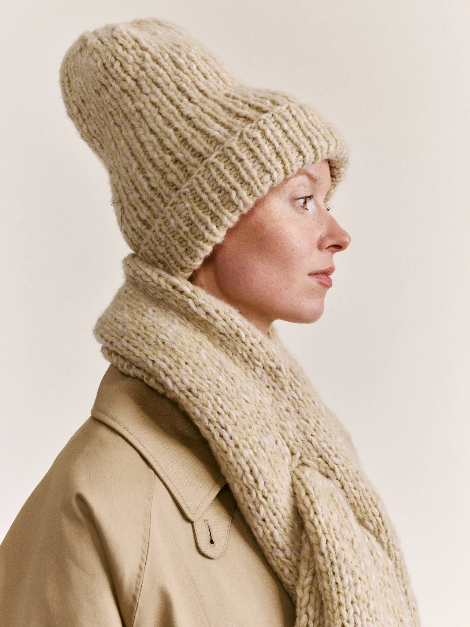 BEANIE - SOFTY MARLED - ECRU/ECRU sold by Casey Casey Womens