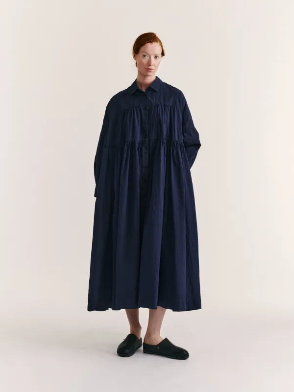 SQUARE DRESS - TAFF SILK - NAVY made by Casey Casey