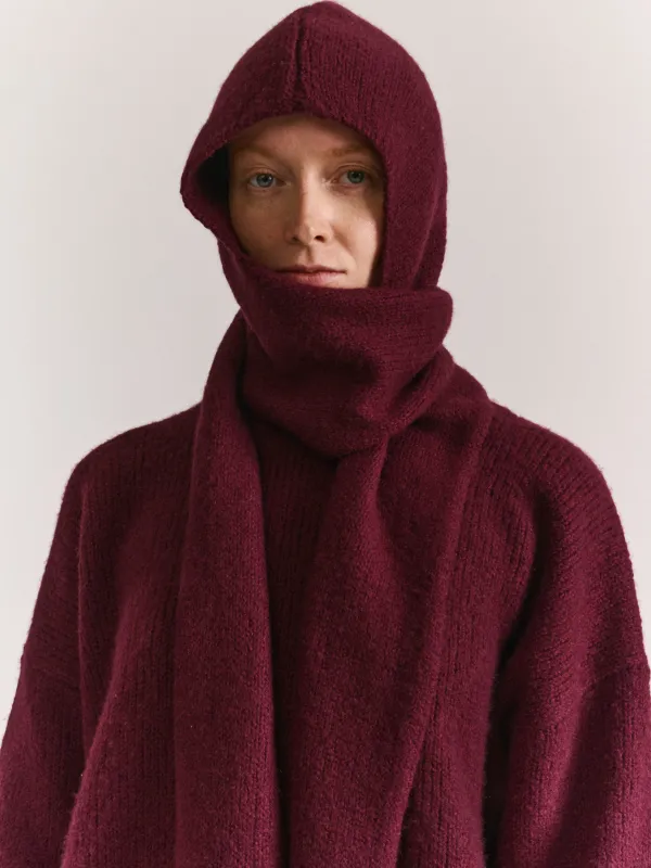 SOFTY HOODED SCARF - WO CASH - PRUNE sold by Casey Casey Womens