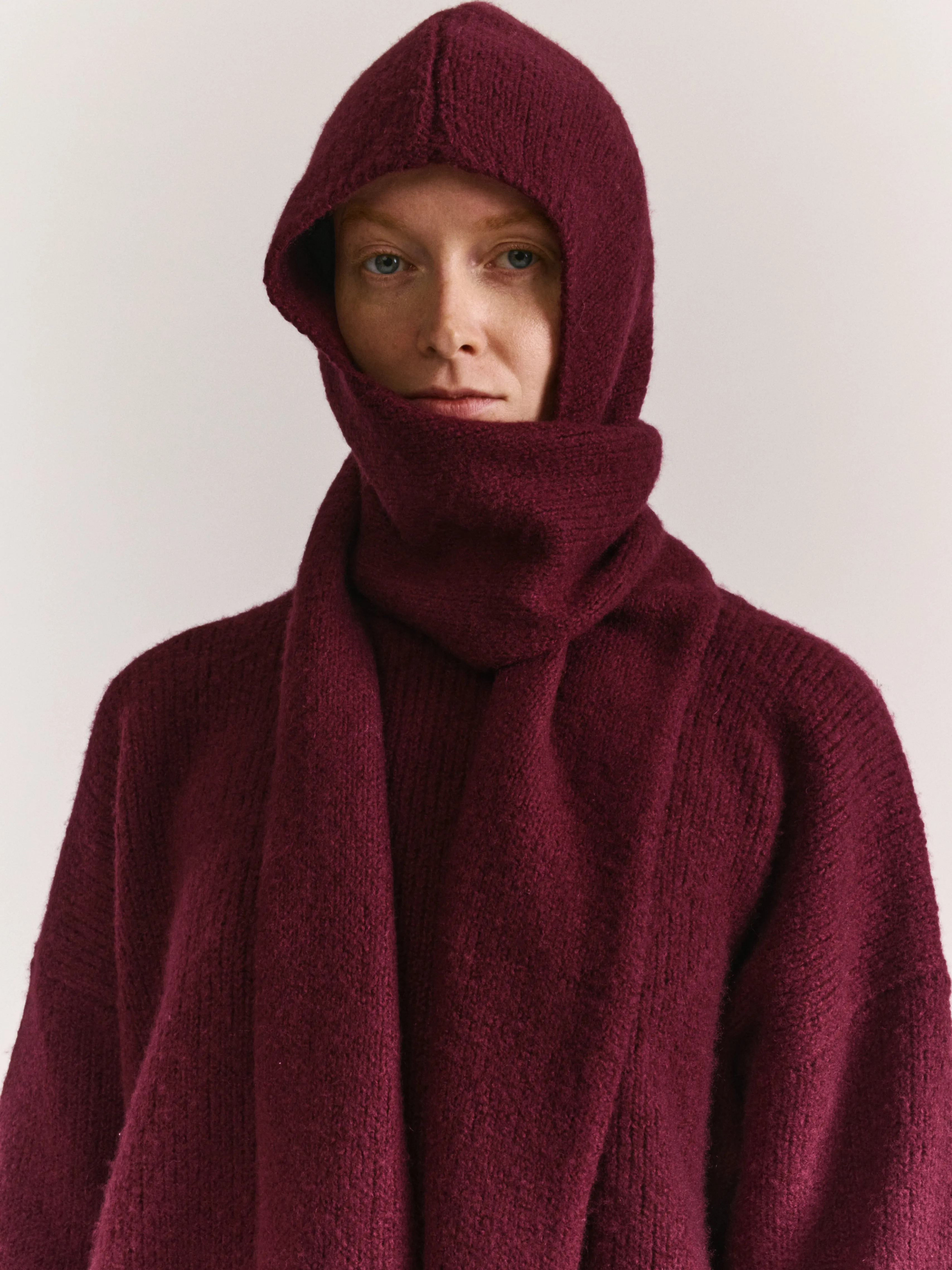 SOFTY HOODED SCARF - WO CASH - PRUNE sold by Casey Casey Womens