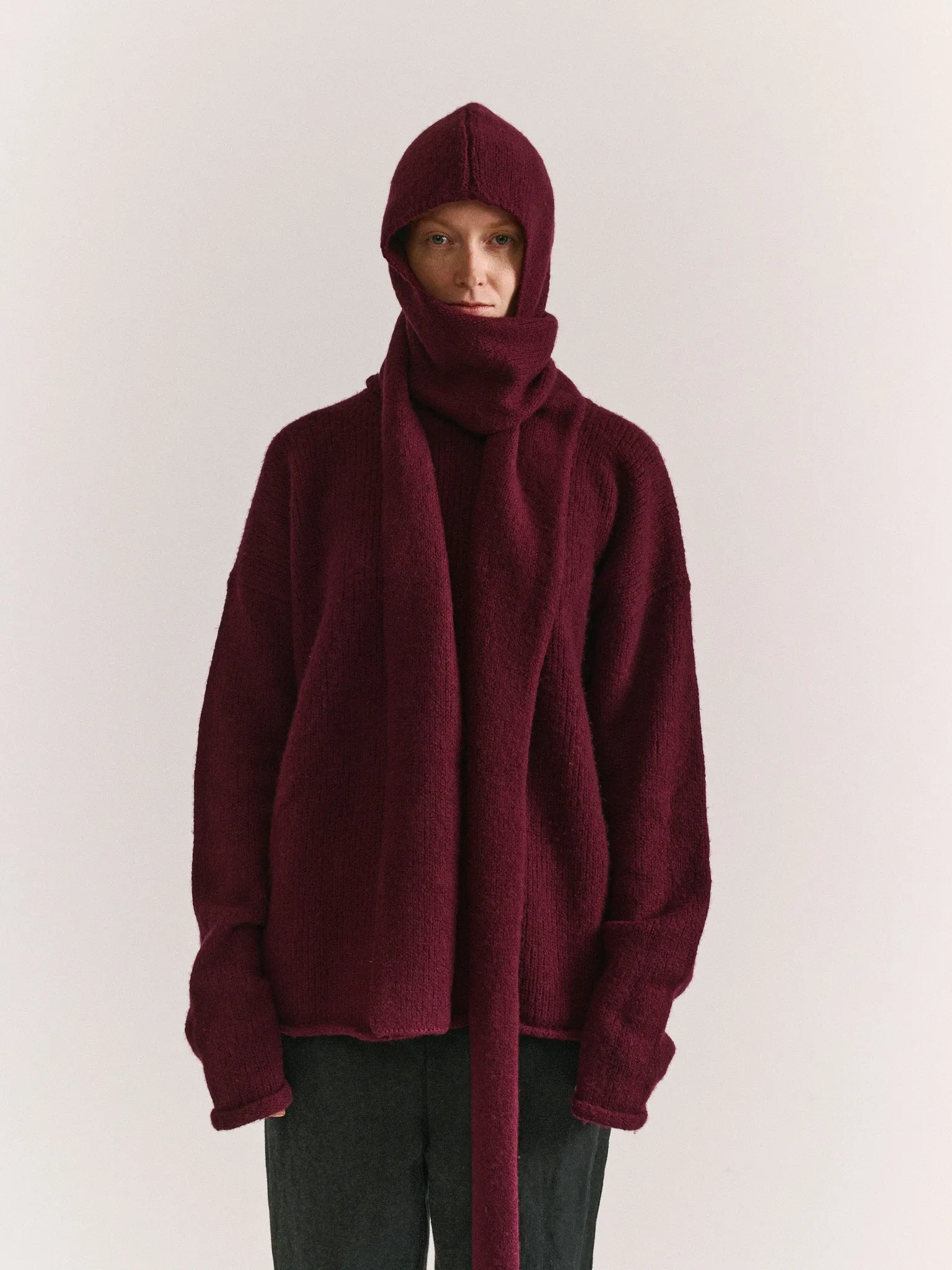 SOFTY HOODED SCARF - WO CASH - PRUNE sold by Casey Casey Womens product image thumbnail 5