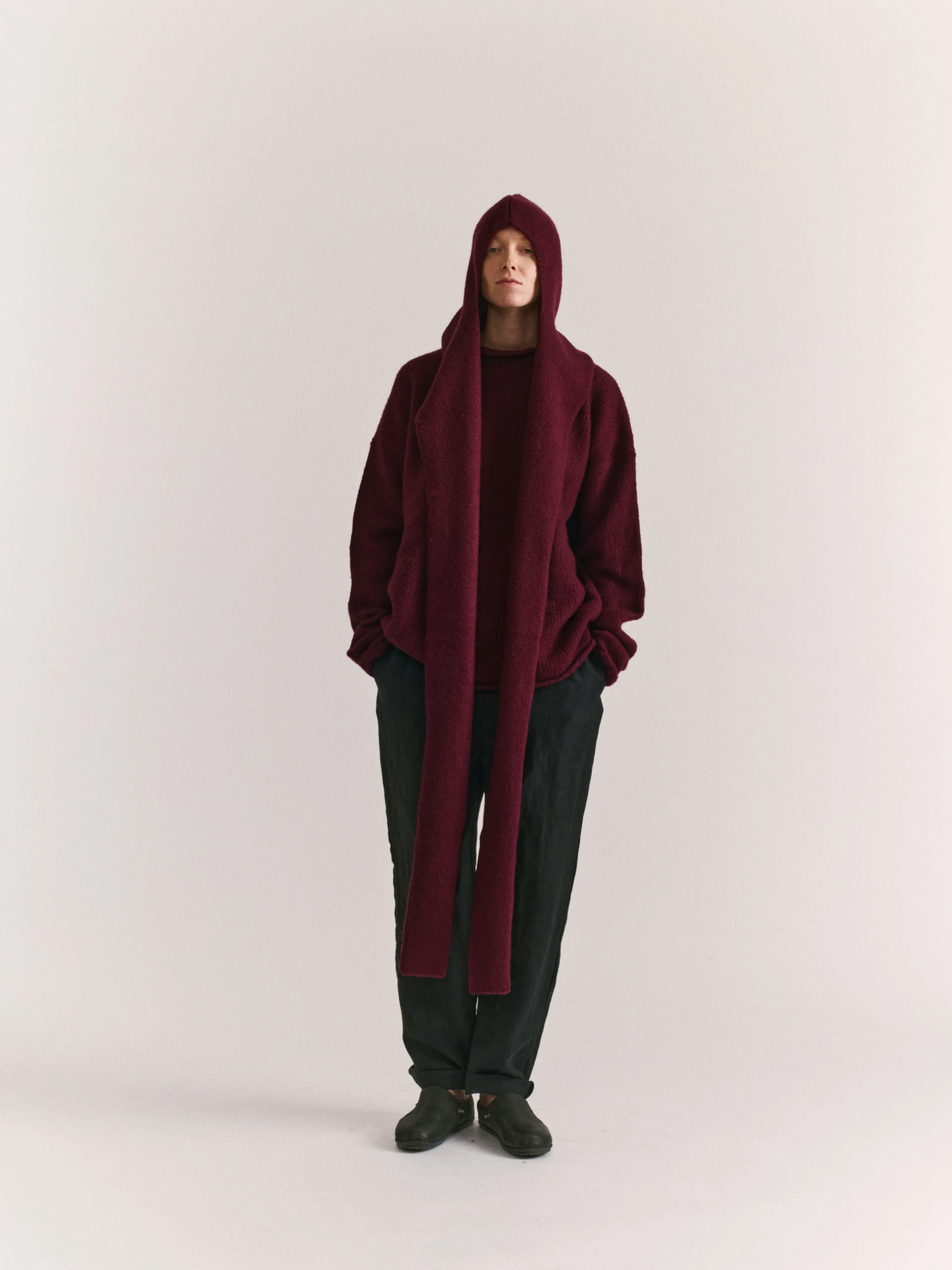 SOFTY HOODED SCARF - WO CASH - PRUNE sold by Casey Casey Womens product image thumbnail 3