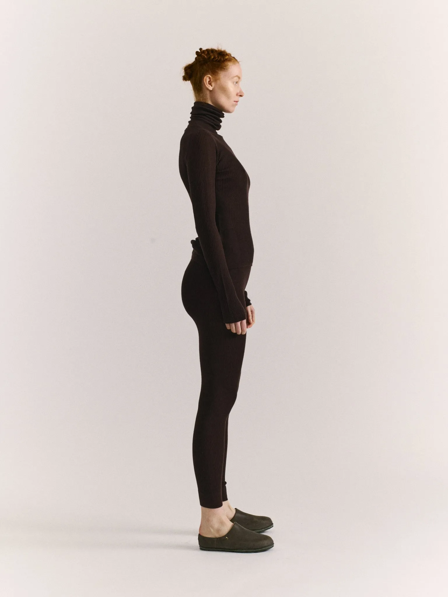 RIB TIGHTS - RIB LIGHT WOOL 2 - DARK BROWN sold by Casey Casey product image thumbnail 4
