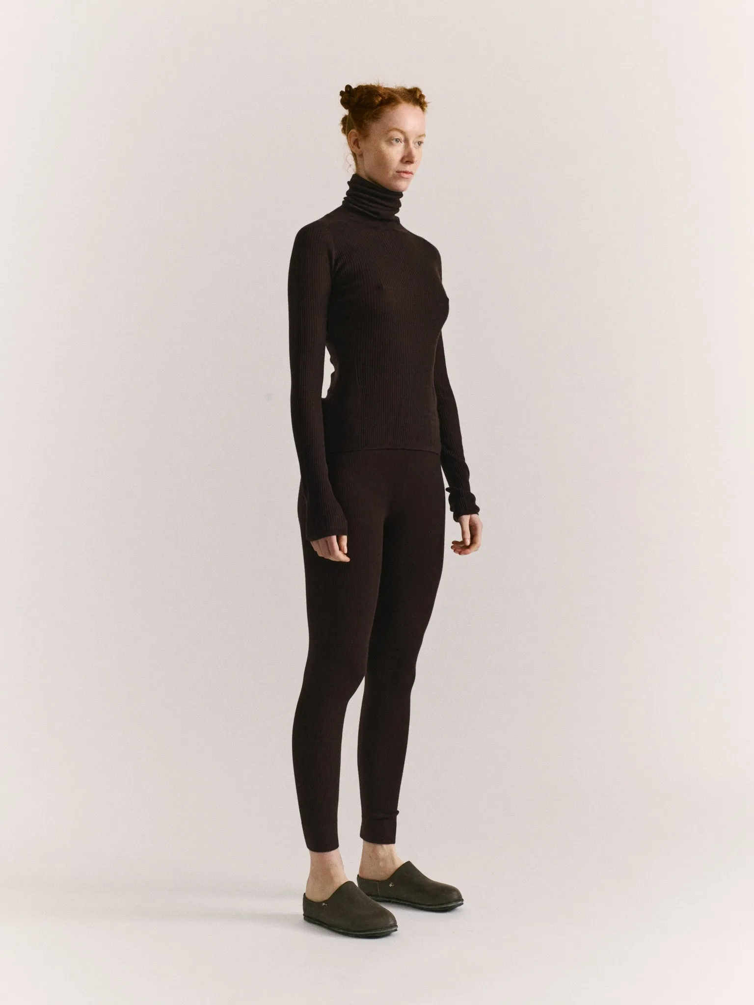 RIB TIGHTS - RIB LIGHT WOOL 2 - DARK BROWN sold by Casey Casey product image thumbnail 3