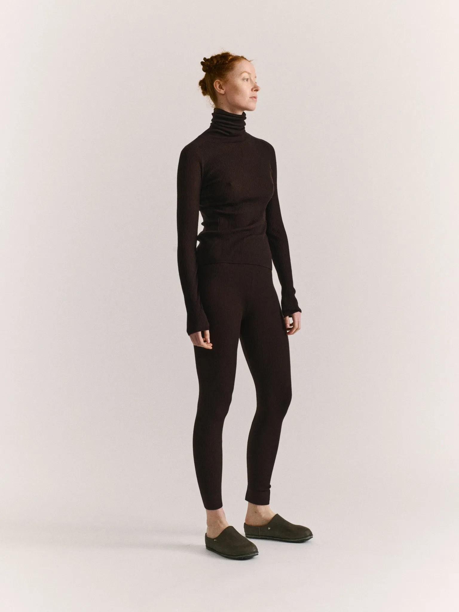 RIB TIGHTS - RIB LIGHT WOOL 2 - DARK BROWN sold by Casey Casey product image thumbnail 2