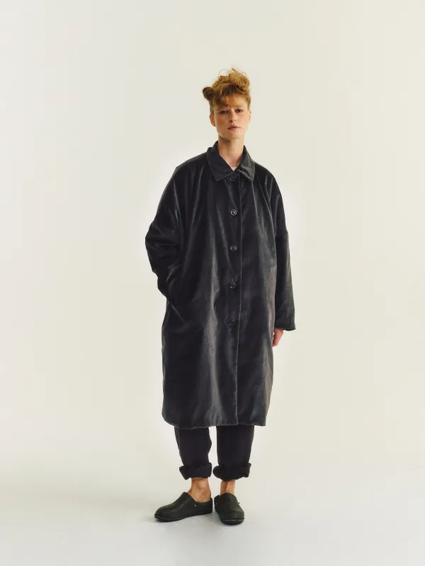 BIG BLOBBY COAT - VELVET - DARK GREY sold by Casey Casey Womens