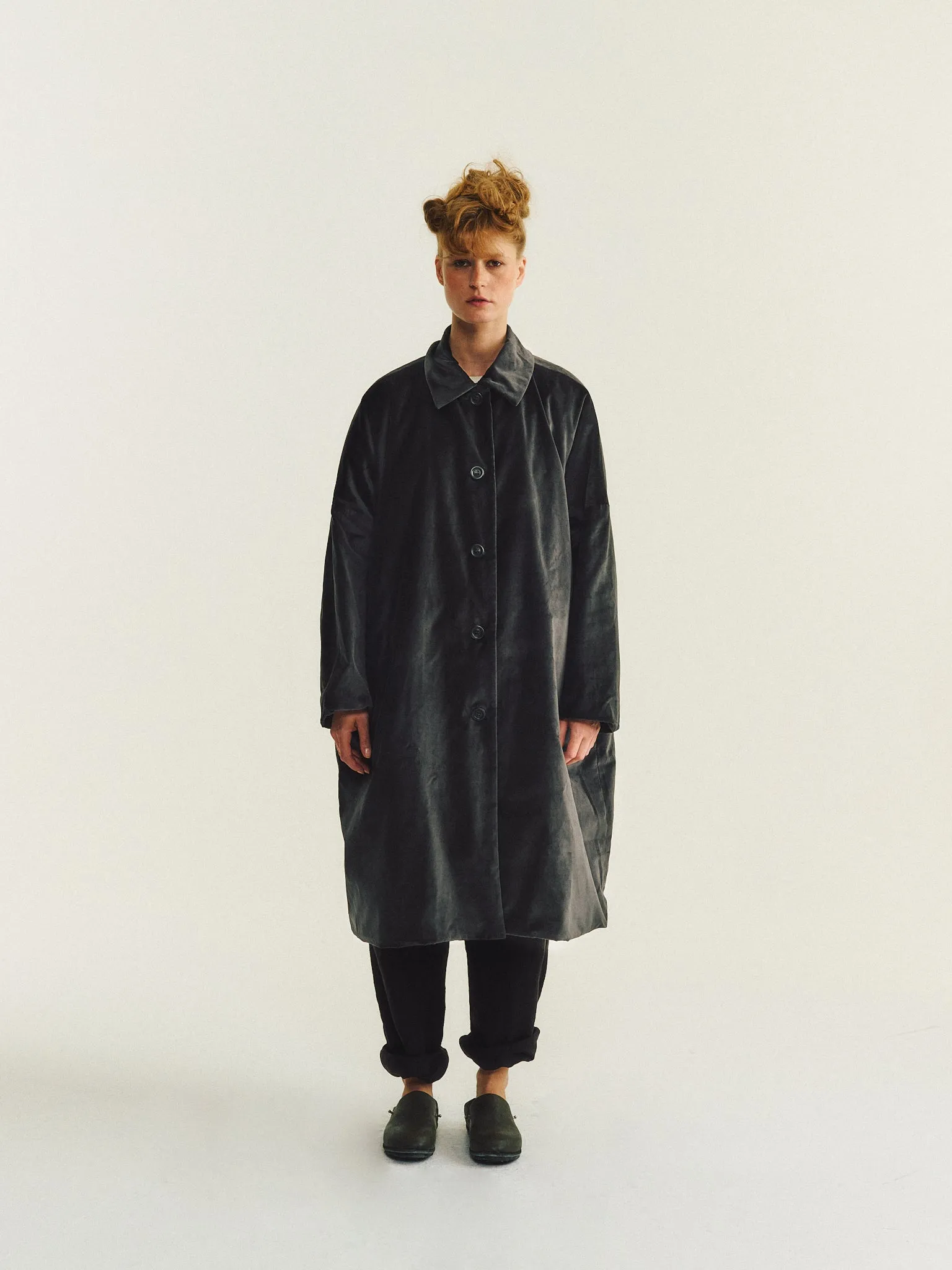 BIG BLOBBY COAT - VELVET - DARK GREY sold by Casey Casey Womens product image thumbnail 2