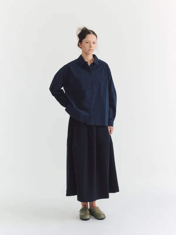 ELENA SHIRT - PAPER COT - NAVY sold by Casey Casey Womens