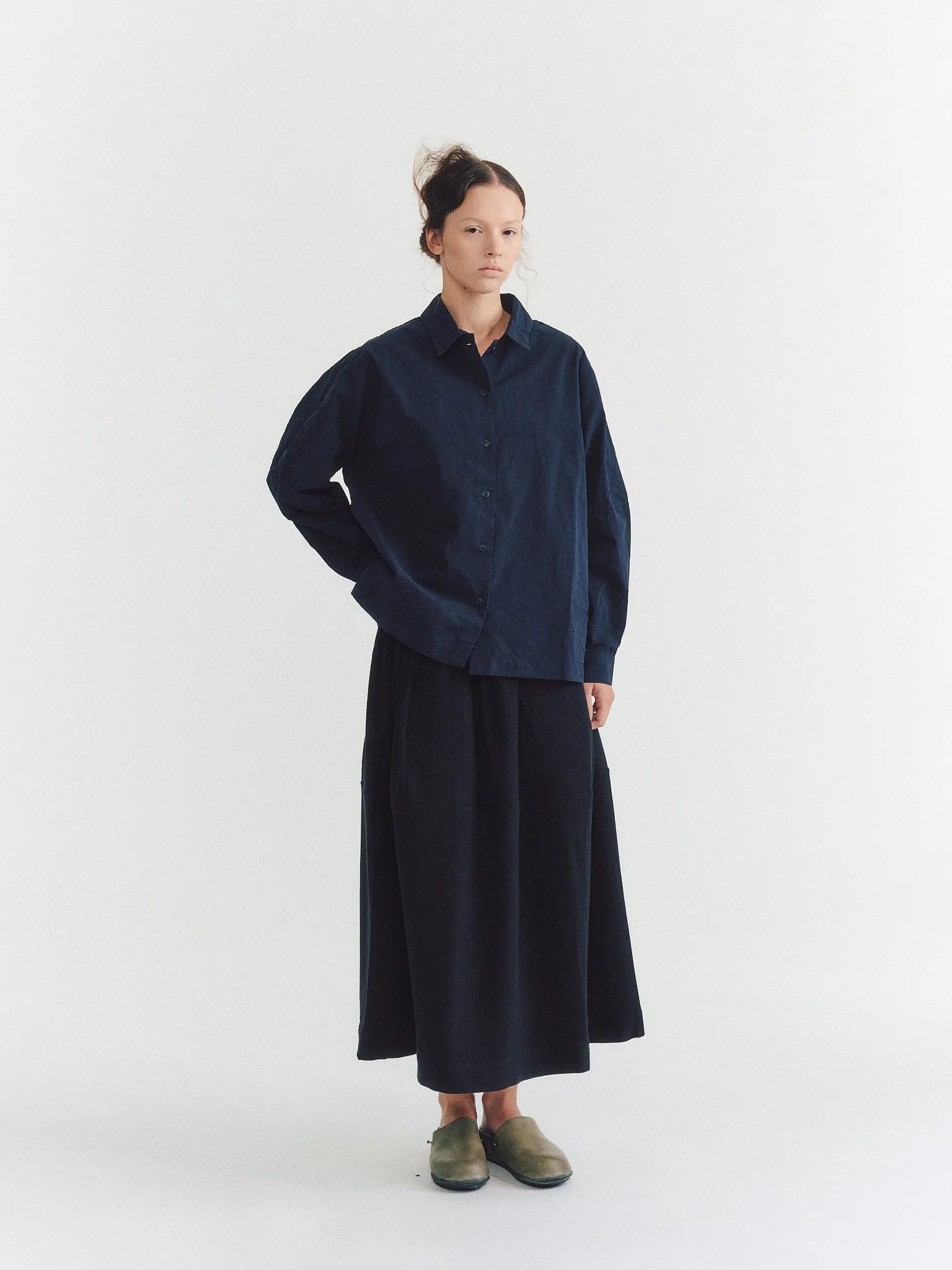 ELENA SHIRT - PAPER COT - NAVY sold by Casey Casey Womens
