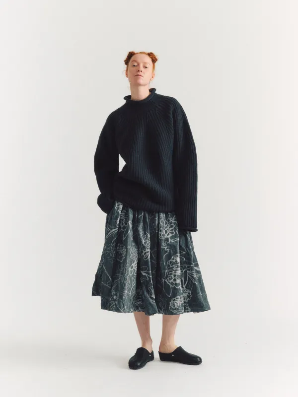 DOUBLE RIDEAUX SKIRT - IKAT - GREY made by Casey Casey