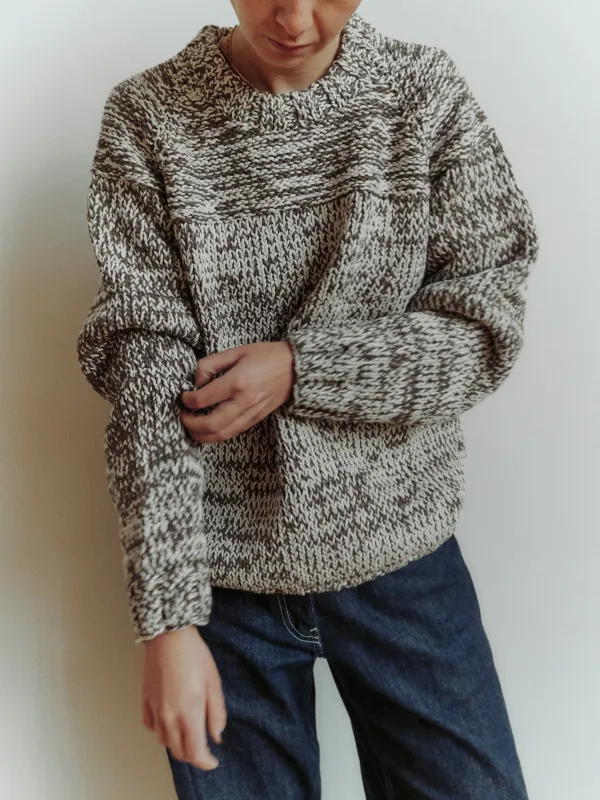 MIX STITCH JUMPER - KHAKI/CHALK sold by Casey Casey Womens