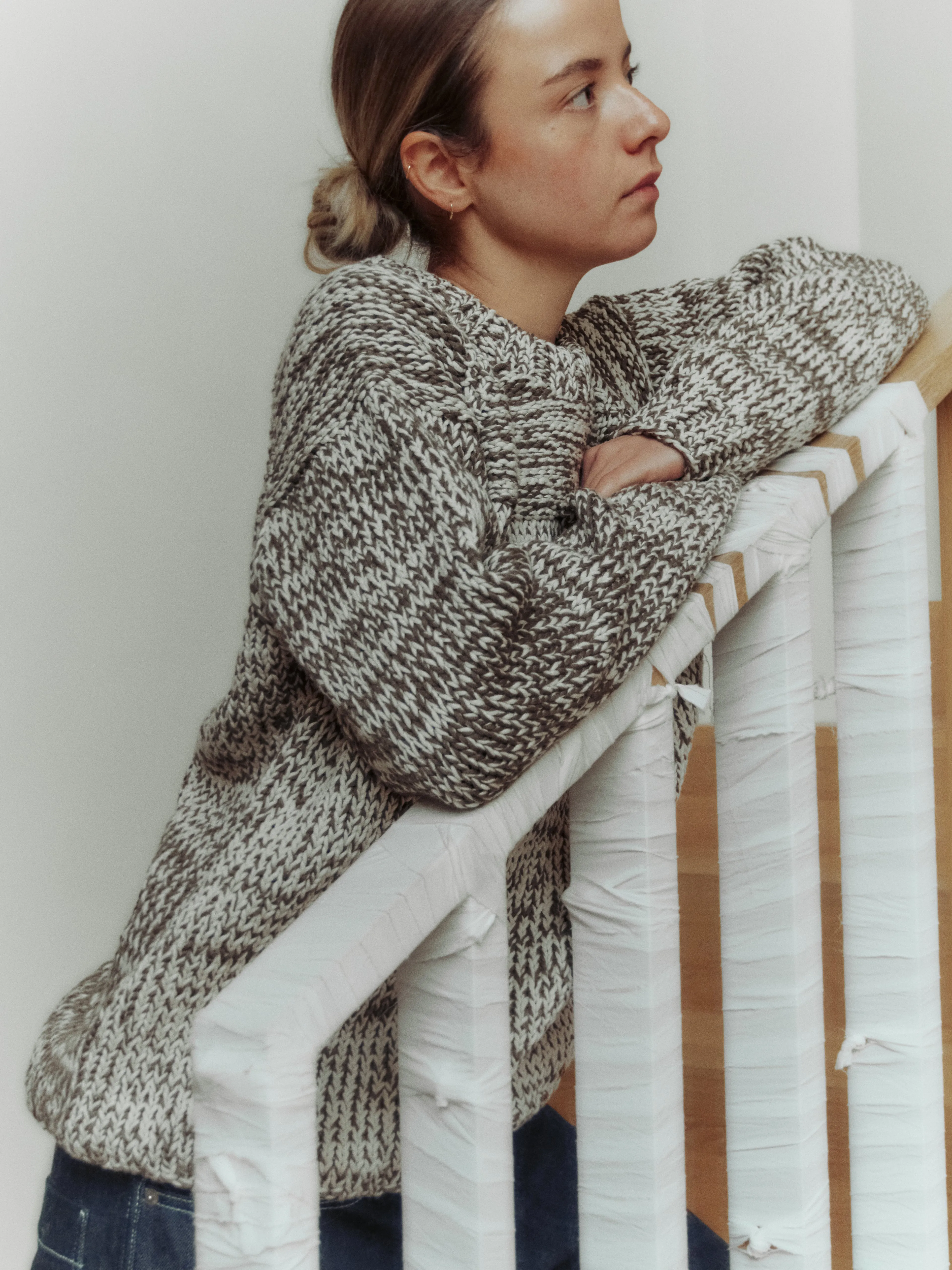 MIX STITCH JUMPER - KHAKI/CHALK sold by Casey Casey Womens product image thumbnail 4