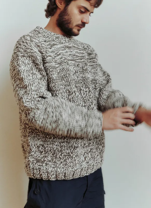 MIX STITCH JUMPER - KHAKI/CHALK sold by Casey Casey Womens