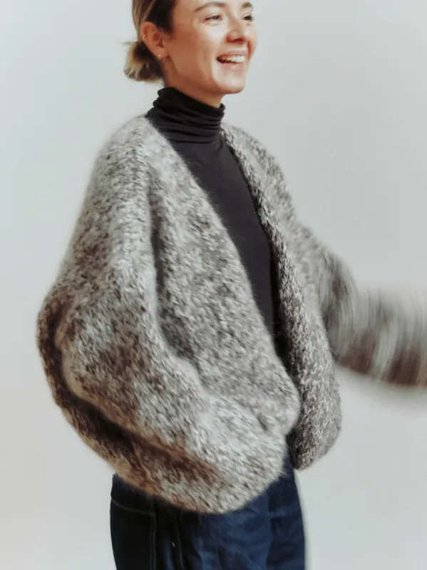 SHORT CARDIGAN - KHAKI/PORCELAIN sold by Casey Casey Womens