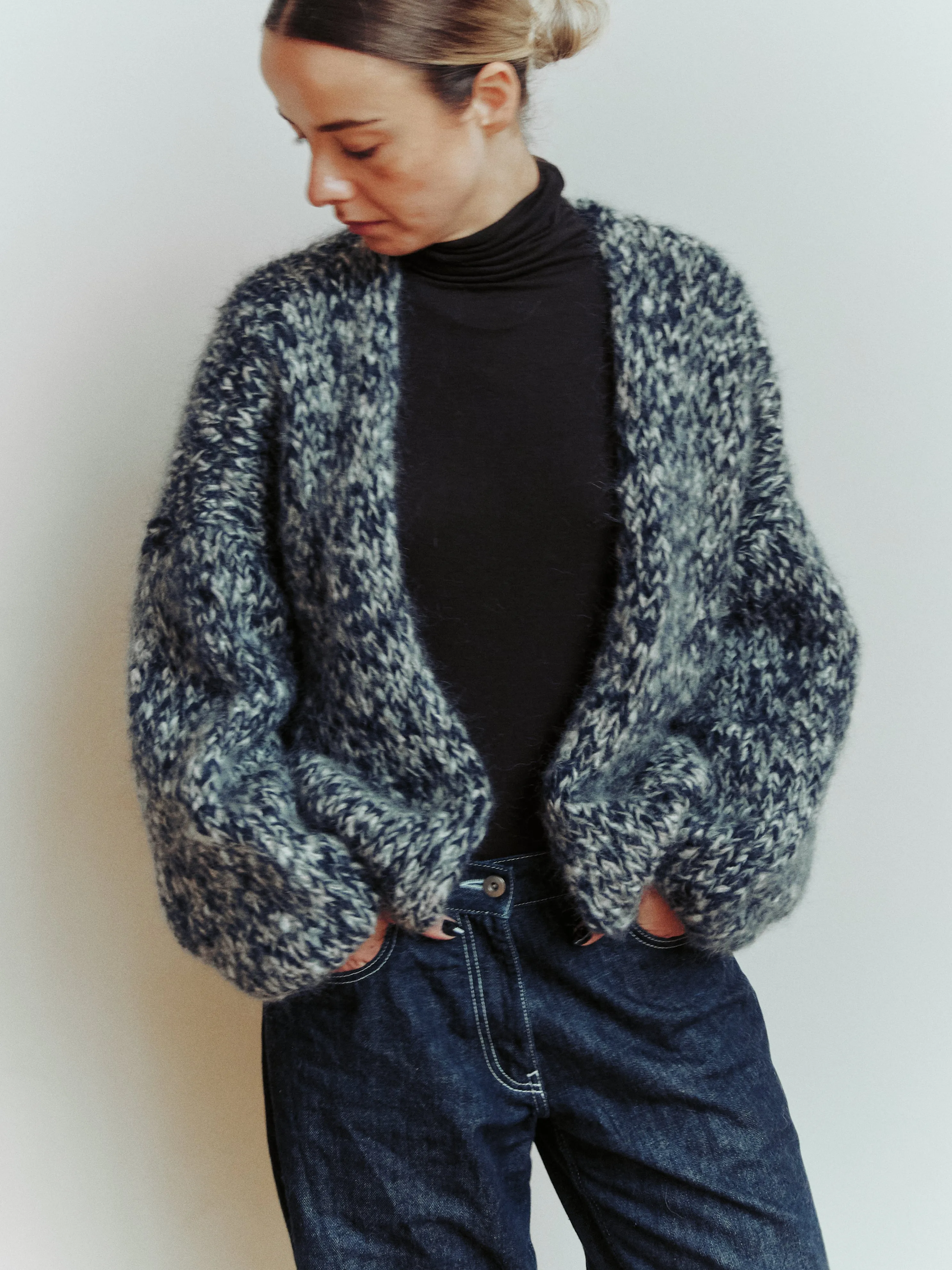 SHORT CARDIGAN - NAVY/PORCELAIN sold by Casey Casey product image thumbnail 3