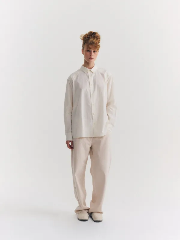 DRAYS TRAVAIL SHIRT - CHALK POPLIN - OFF WHITE made by Casey Casey